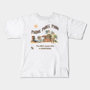 Phone Phree Phun Beach Surfing Tropical Island Kids T-Shirt